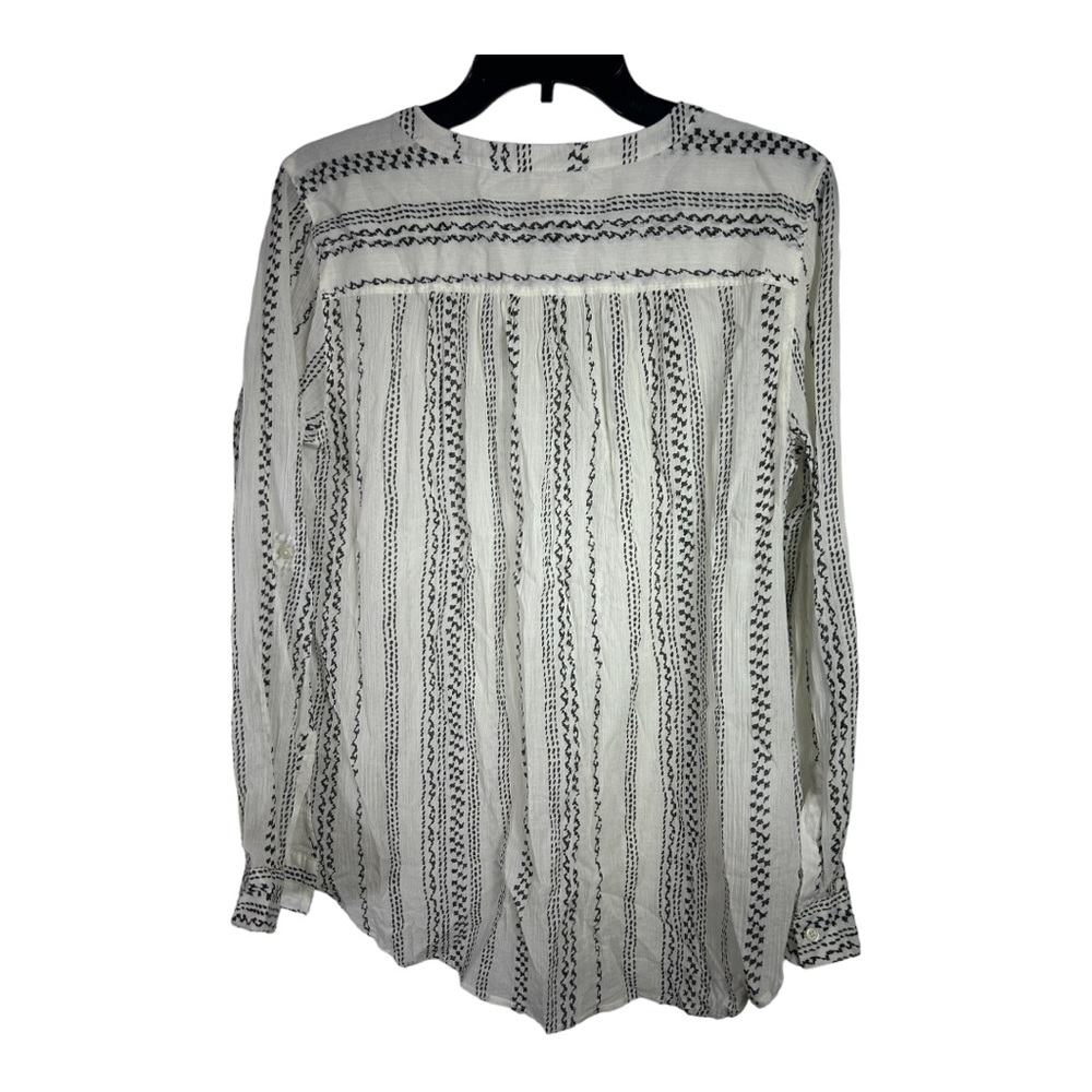 Ann Taylor Loft Size Medium Women's Blouse Black and White Long Sleeve AC110 - Picture 2 of 6